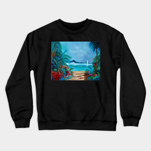 Pathway to the Beach Oceanview Crewneck Sweatshirt by jennyleeandjim